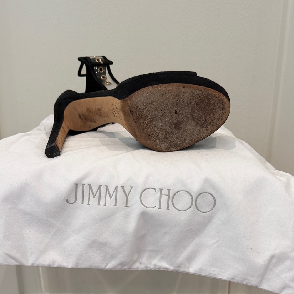 Jimmy Choo Black Suede Platform Ankle-Strap Sandals - Picture 5 of 5